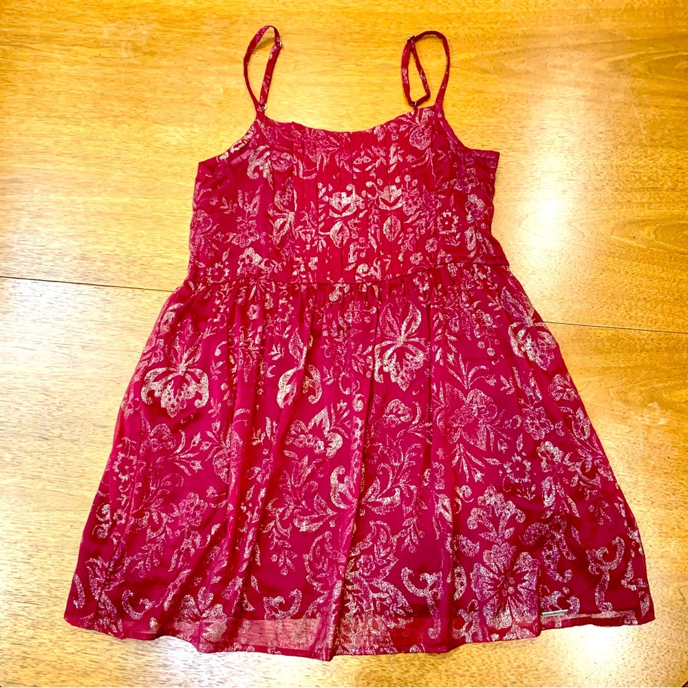 Abercrombie & Fitch red with gold floral print mini sundress